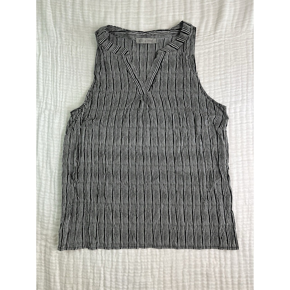 Rose & Thyme Boho Sleeveless Tank Top Size M/L Black White Rayon see Measurement